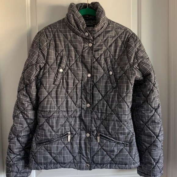 Y2K 2000’s Xoxo Plaid Black and White Puffer Bubble Coat Sz. S - Picture 1 of 4